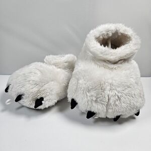 Seaworld Polar Bear Feet Youth Slippers Large/ XL White Fits Youth 10-1